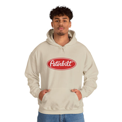 Peterbilt Logo Truck Hoodie — Red Semi-Truck Graphic Hooded Sweatshirt