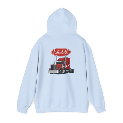 Peterbilt Logo Truck Hoodie — Red Semi-Truck Graphic Hooded Sweatshirt