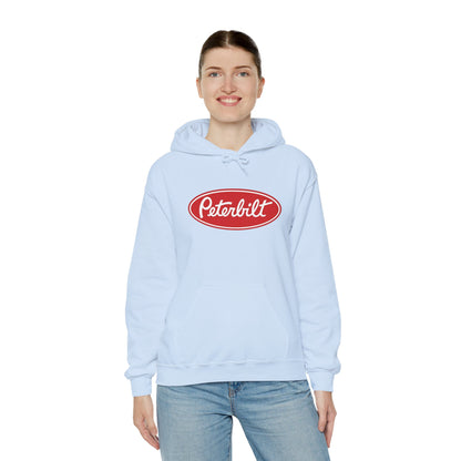 Peterbilt Logo Truck Hoodie — Red Semi-Truck Graphic Hooded Sweatshirt