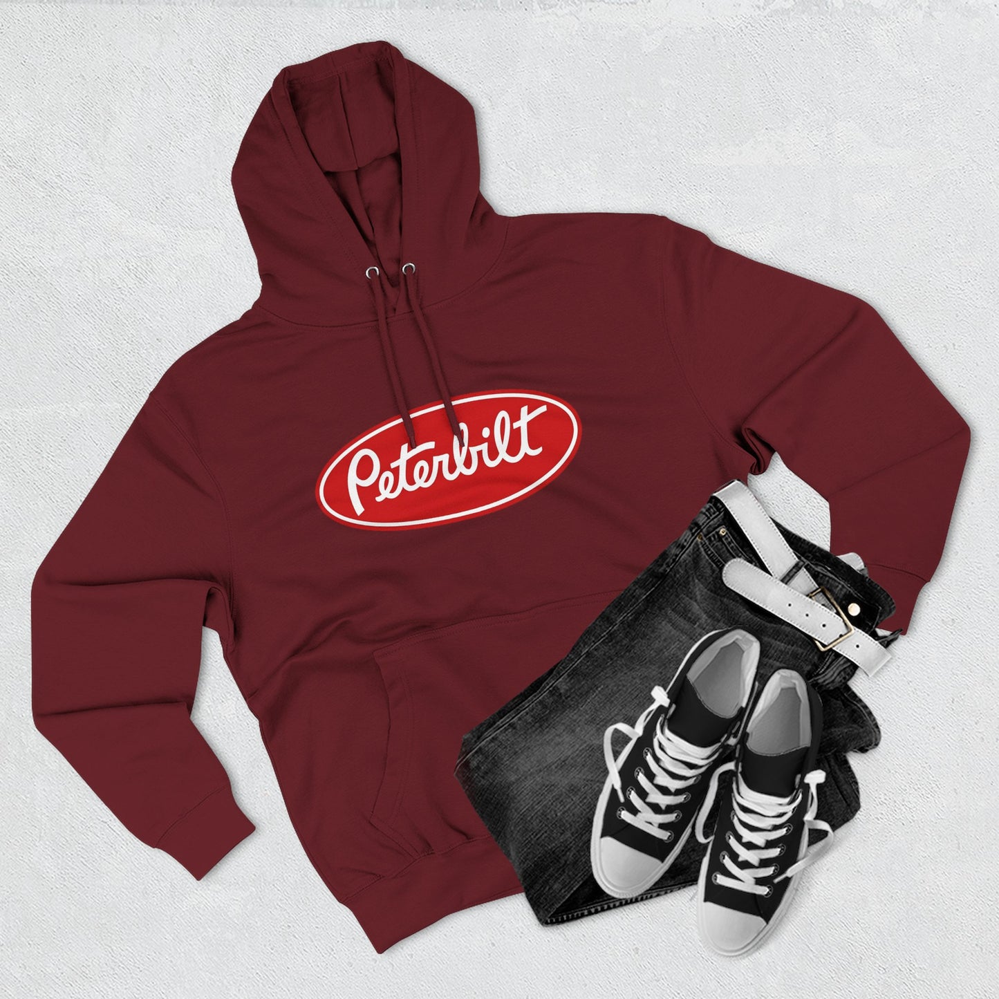 Peterbilt Red Truck Hoodie - Logo Fleece Pullover for Truckers & Fans
