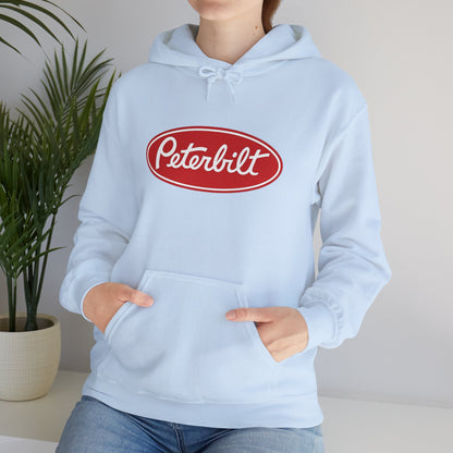 Peterbilt Logo Truck Hoodie — Red Semi-Truck Graphic Hooded Sweatshirt