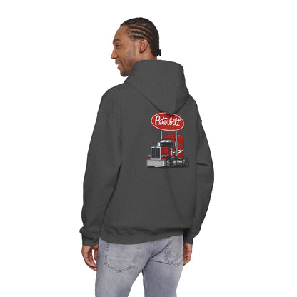 Peterbilt Logo Truck Hoodie — Red Semi-Truck Graphic Hooded Sweatshirt