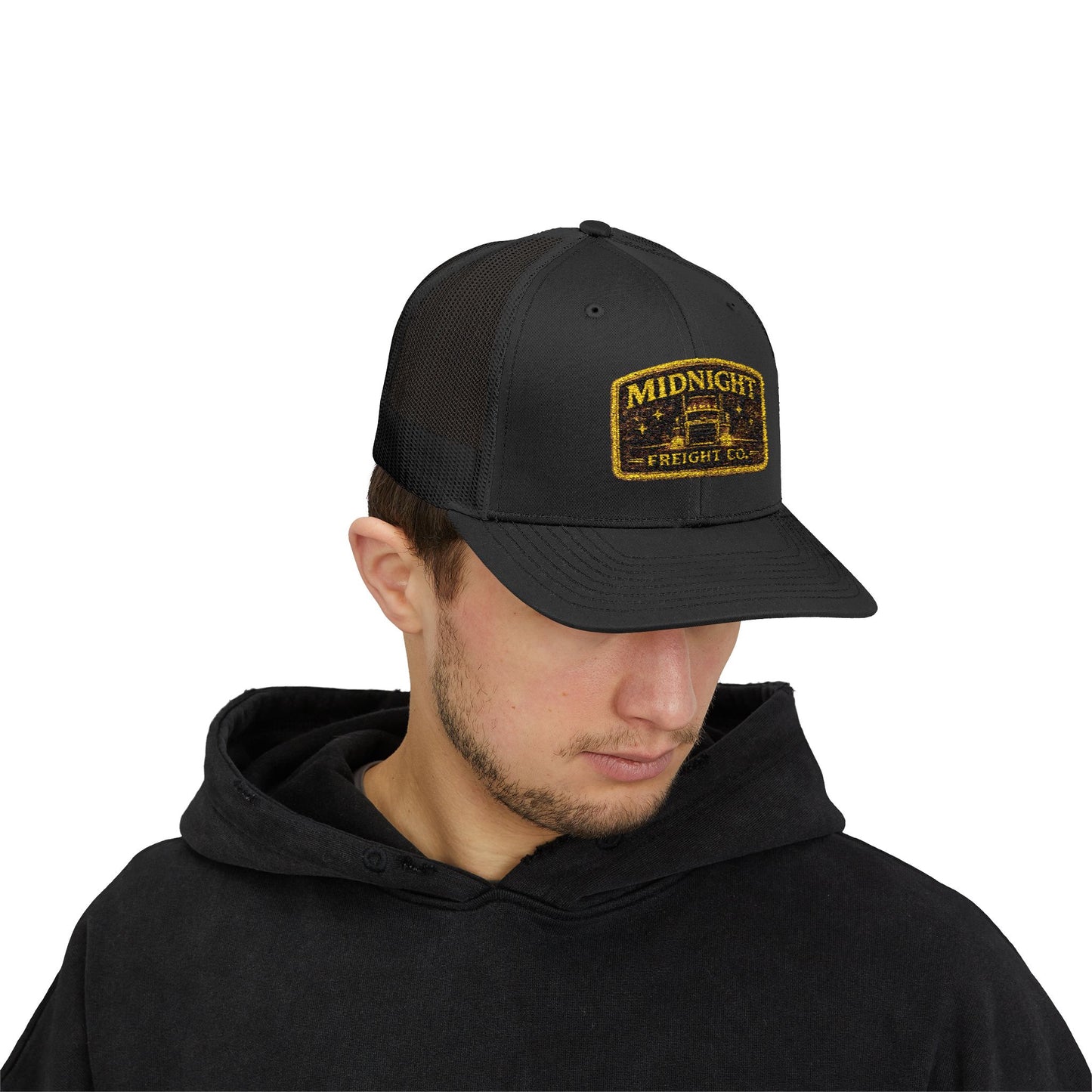 Midnight Freight Co. Trucker Cap — Vintage Patch Mesh Snapback Hat