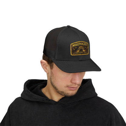 Midnight Freight Co. Trucker Cap — Vintage Patch Mesh Snapback Hat