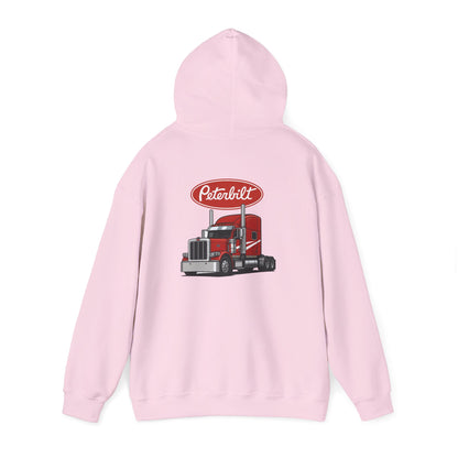 Peterbilt Logo Truck Hoodie — Red Semi-Truck Graphic Hooded Sweatshirt