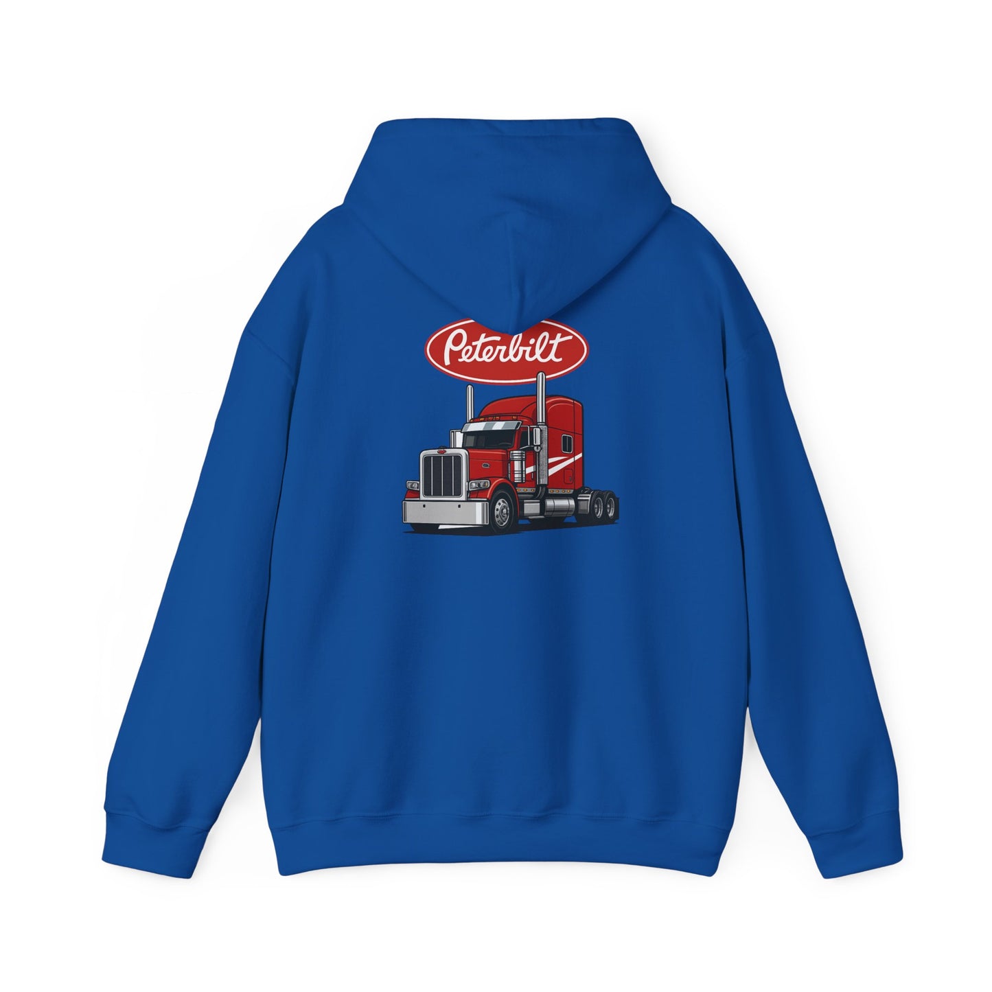 Peterbilt Logo Truck Hoodie — Red Semi-Truck Graphic Hooded Sweatshirt