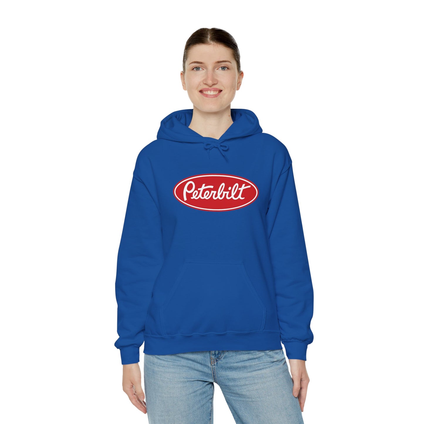 Peterbilt Logo Truck Hoodie — Red Semi-Truck Graphic Hooded Sweatshirt