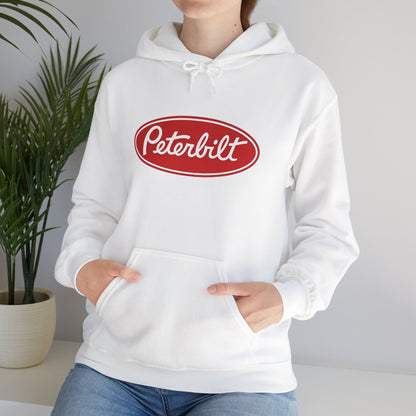 Peterbilt Logo Truck Hoodie — Red Semi-Truck Graphic Hooded Sweatshirt