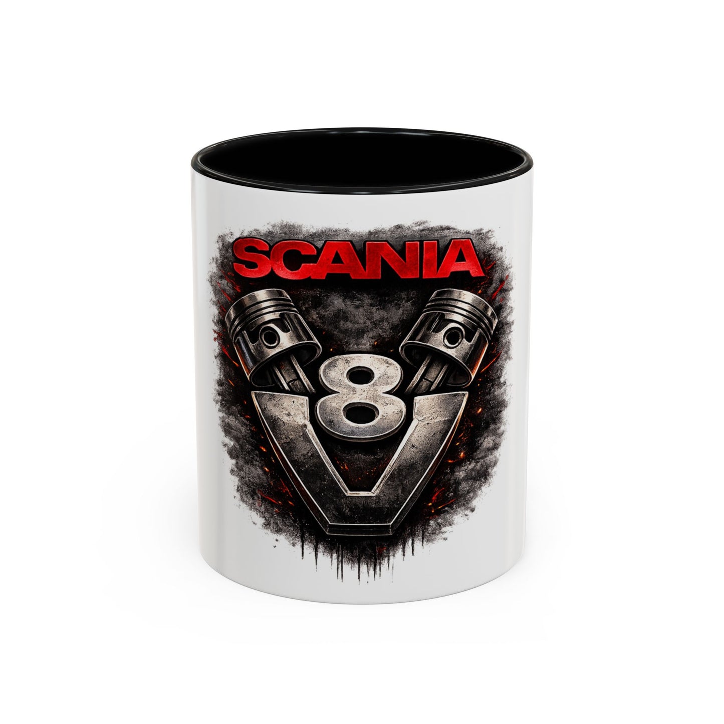 Scania V8 Engine Logo Accent Coffee Mug – Truck Driver Gift