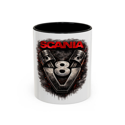 Scania V8 Engine Logo Accent Coffee Mug – Truck Driver Gift