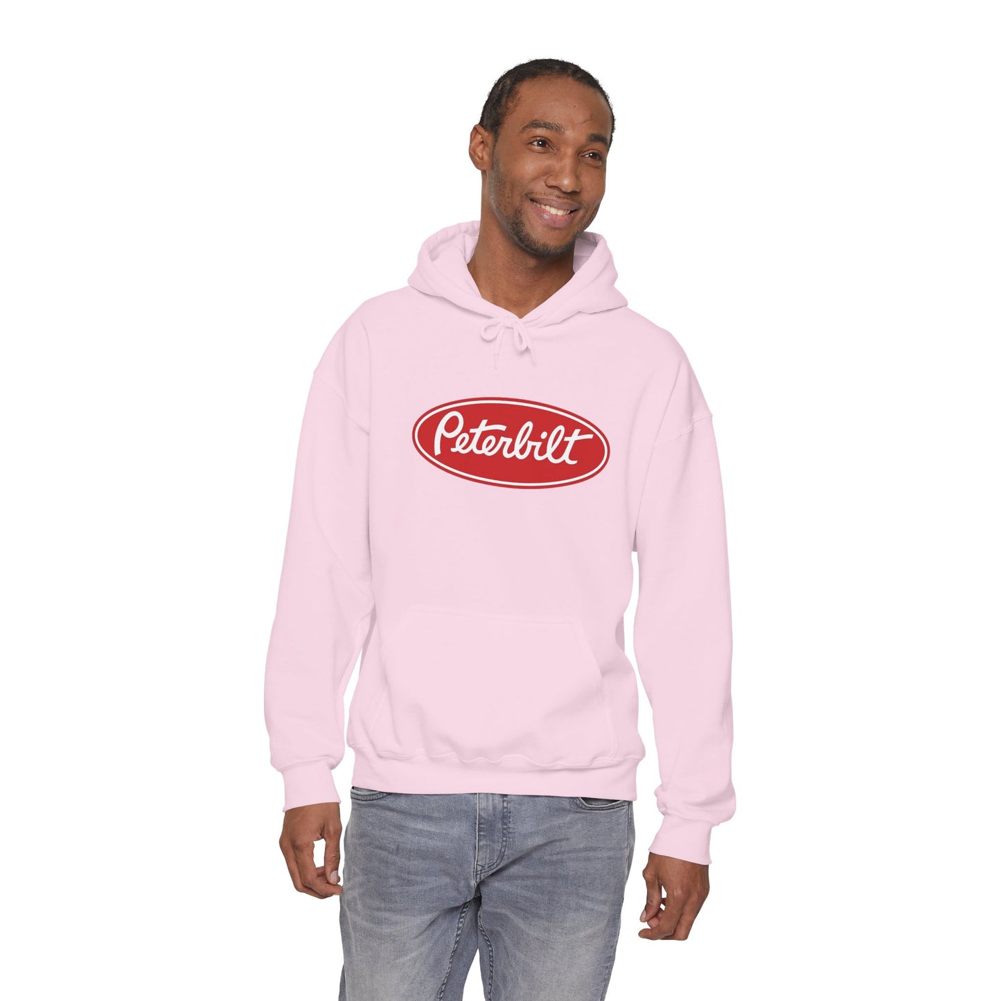 Peterbilt Logo Truck Hoodie — Red Semi-Truck Graphic Hooded Sweatshirt