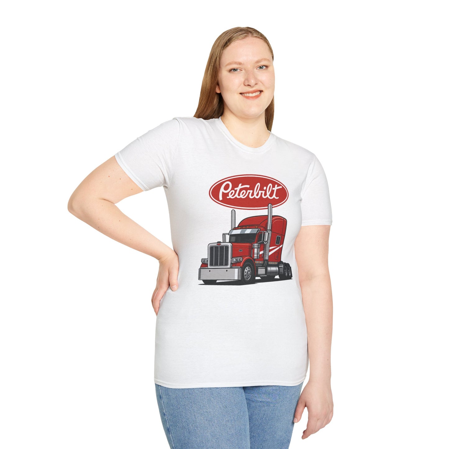 Peterbilt Red Semi Truck T-Shirt — Classic Logo Trucker Tee