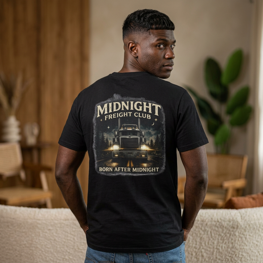 Midnight Freight Club T-Shirt — Born After Midnight Trucker Compass Tee
