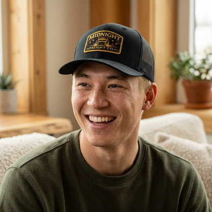 Midnight Freight Co. Trucker Cap — Vintage Patch Mesh Snapback Hat