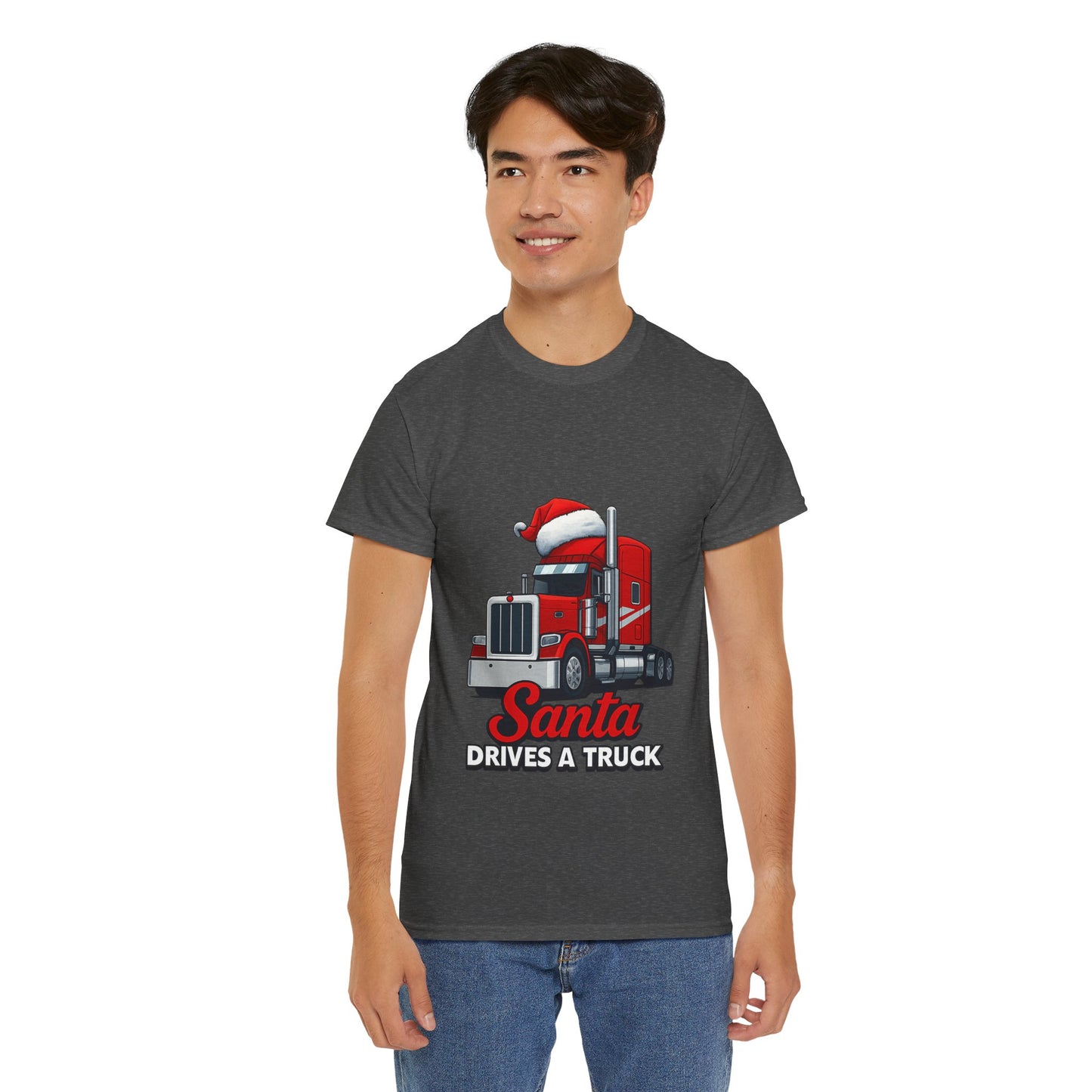 Santa Drives A Truck T-Shirt — Christmas Trucking Tee for Drivers & Holiday Fans