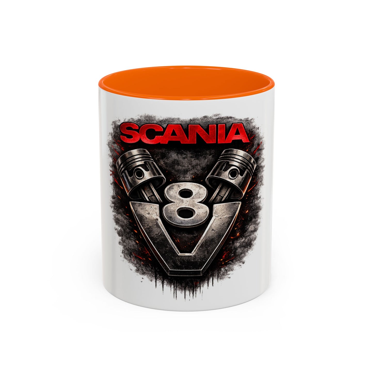 Scania V8 Engine Logo Accent Coffee Mug – Truck Driver Gift