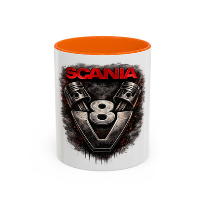 Scania V8 Engine Logo Accent Coffee Mug – Truck Driver Gift