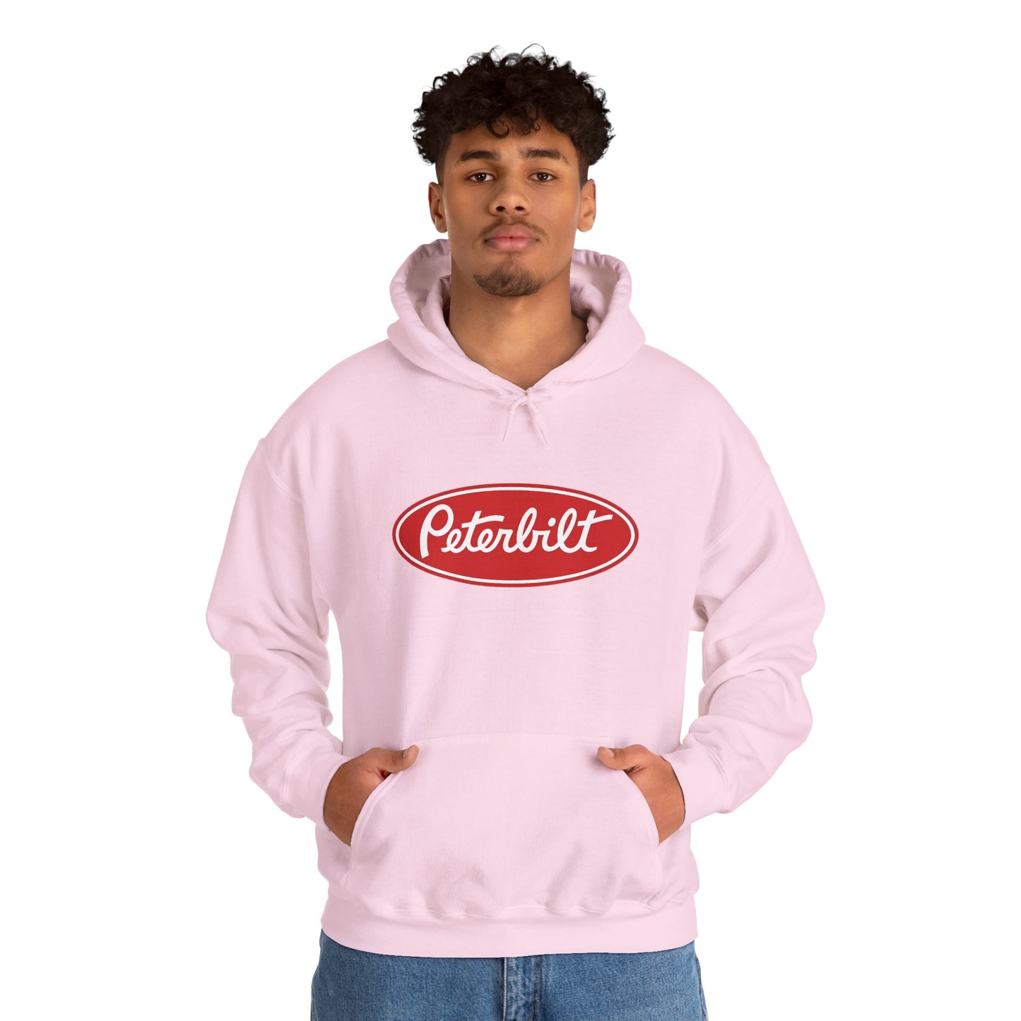 Peterbilt Logo Truck Hoodie — Red Semi-Truck Graphic Hooded Sweatshirt