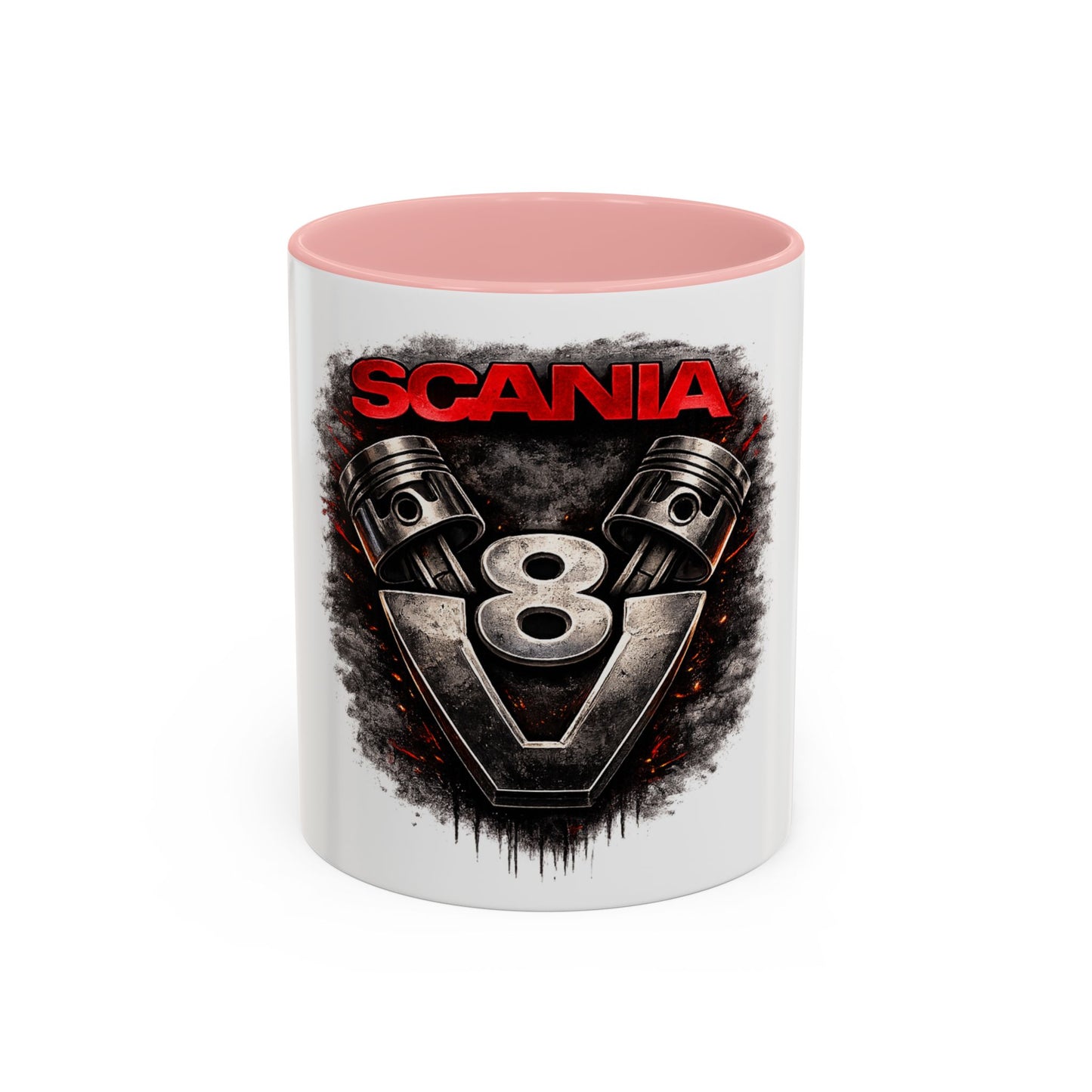Scania V8 Engine Logo Accent Coffee Mug – Truck Driver Gift