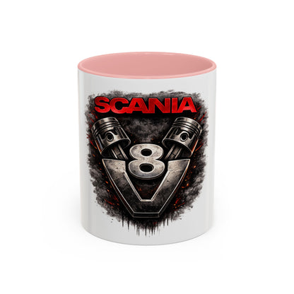 Scania V8 Engine Logo Accent Coffee Mug – Truck Driver Gift