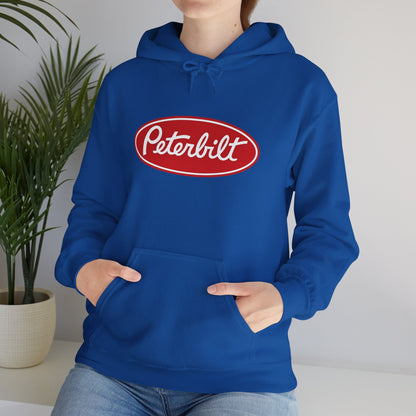 Peterbilt Logo Truck Hoodie — Red Semi-Truck Graphic Hooded Sweatshirt