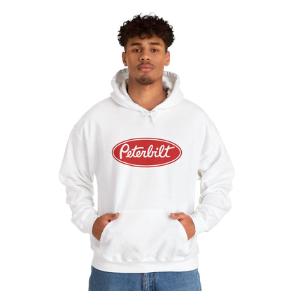Peterbilt Logo Truck Hoodie — Red Semi-Truck Graphic Hooded Sweatshirt