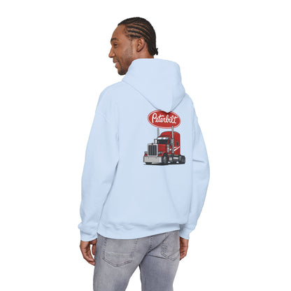 Peterbilt Logo Truck Hoodie — Red Semi-Truck Graphic Hooded Sweatshirt