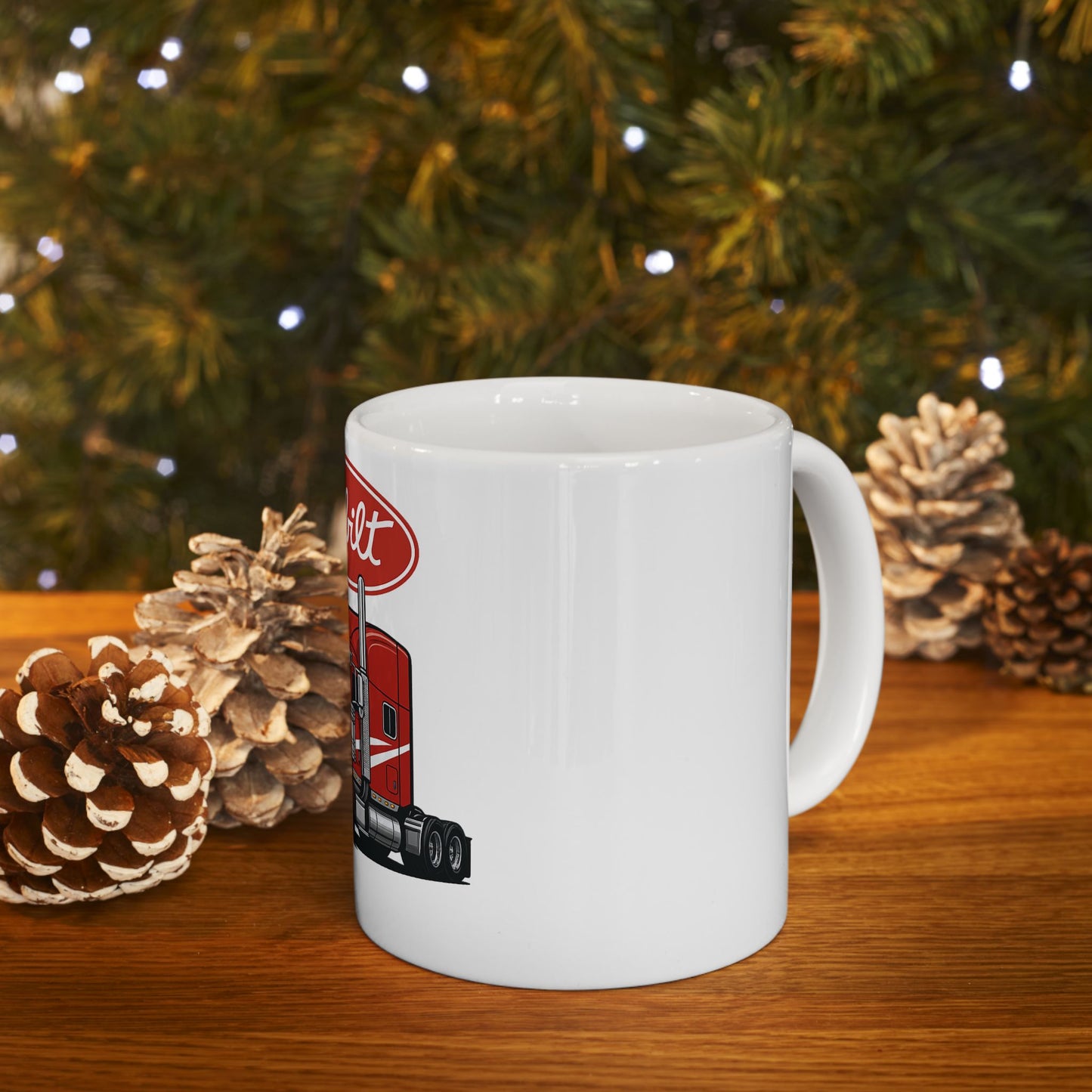 Peterbilt Red Semi Truck Ceramic Mug — 11oz & 15oz Coffee Cup