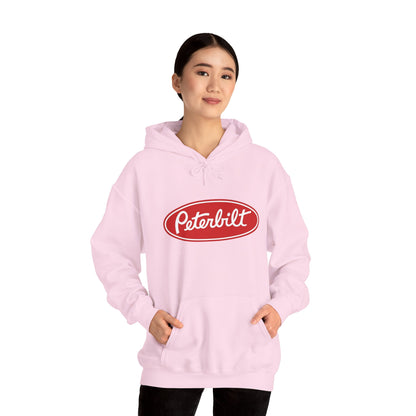 Peterbilt Logo Truck Hoodie — Red Semi-Truck Graphic Hooded Sweatshirt