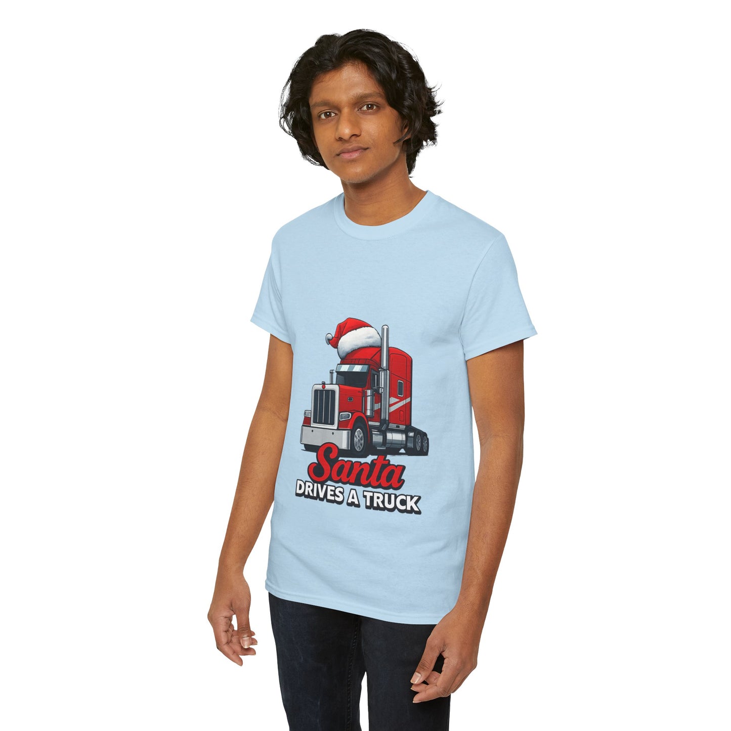 Santa Drives A Truck T-Shirt — Christmas Trucking Tee for Drivers & Holiday Fans