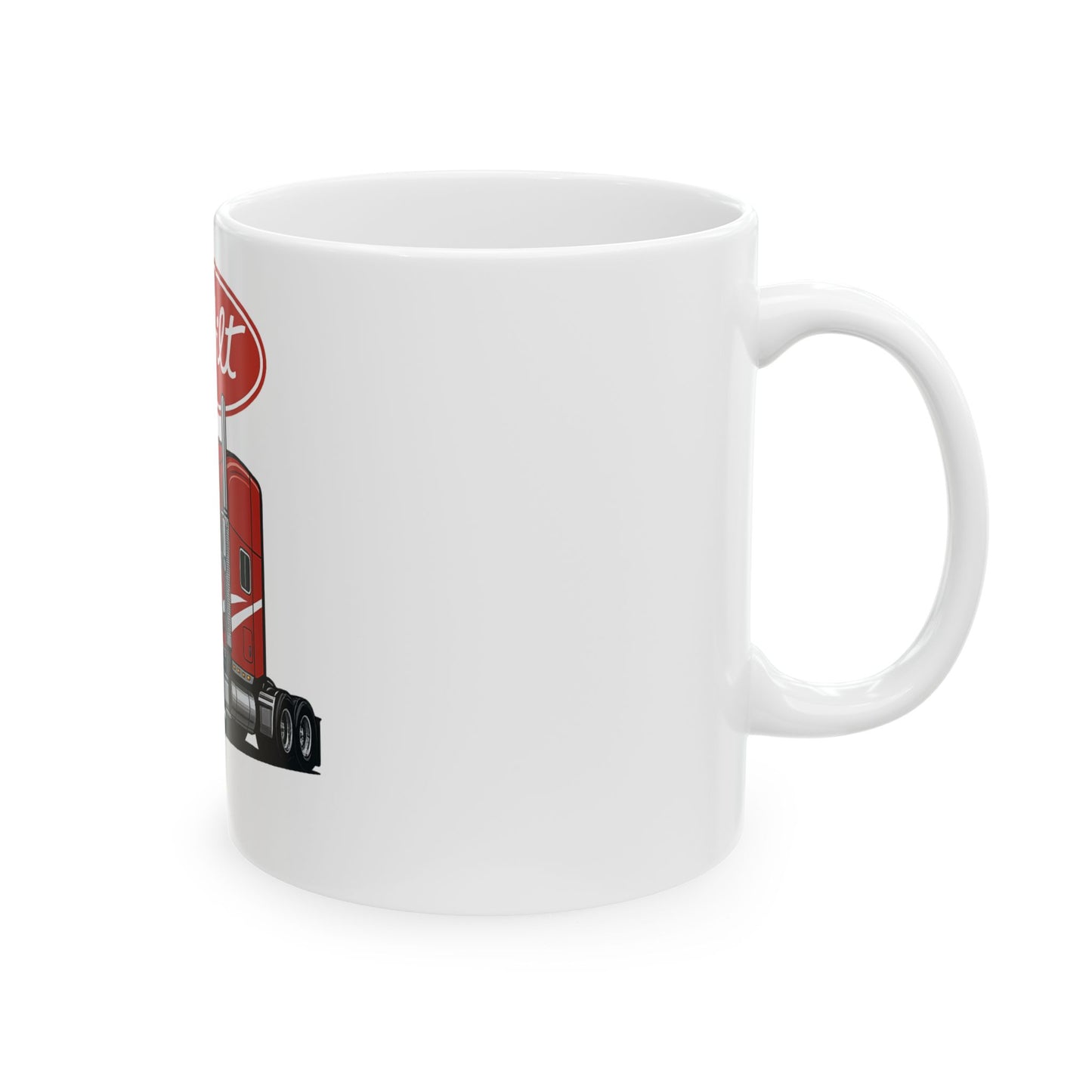 Peterbilt Red Semi Truck Ceramic Mug — 11oz & 15oz Coffee Cup