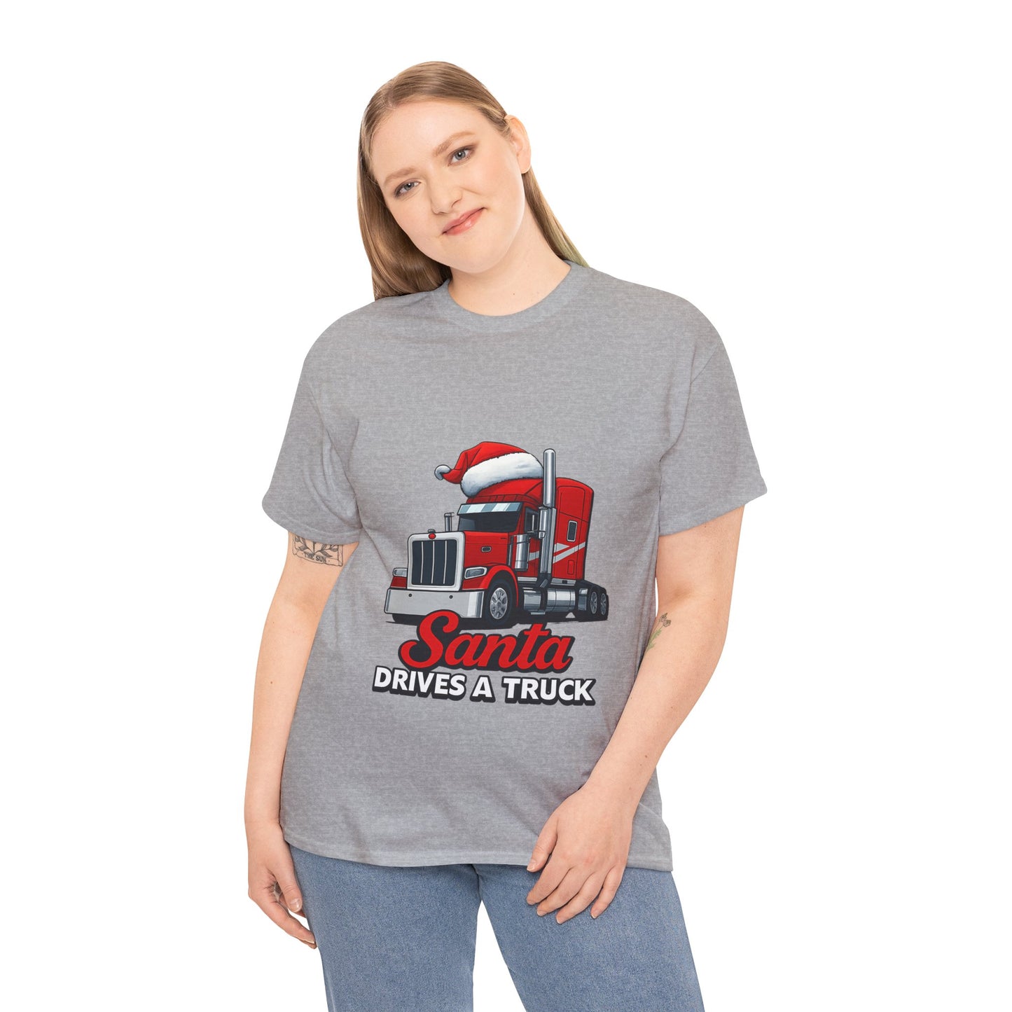 Santa Drives A Truck T-Shirt — Christmas Trucking Tee for Drivers & Holiday Fans