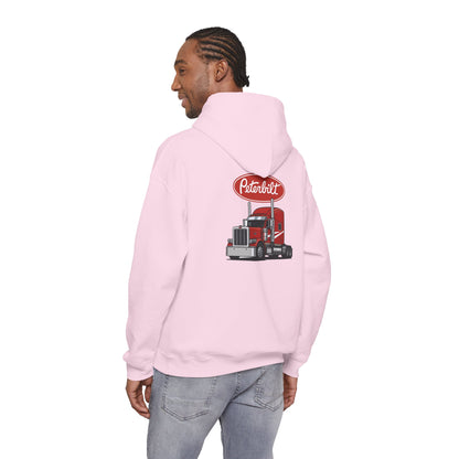 Peterbilt Logo Truck Hoodie — Red Semi-Truck Graphic Hooded Sweatshirt