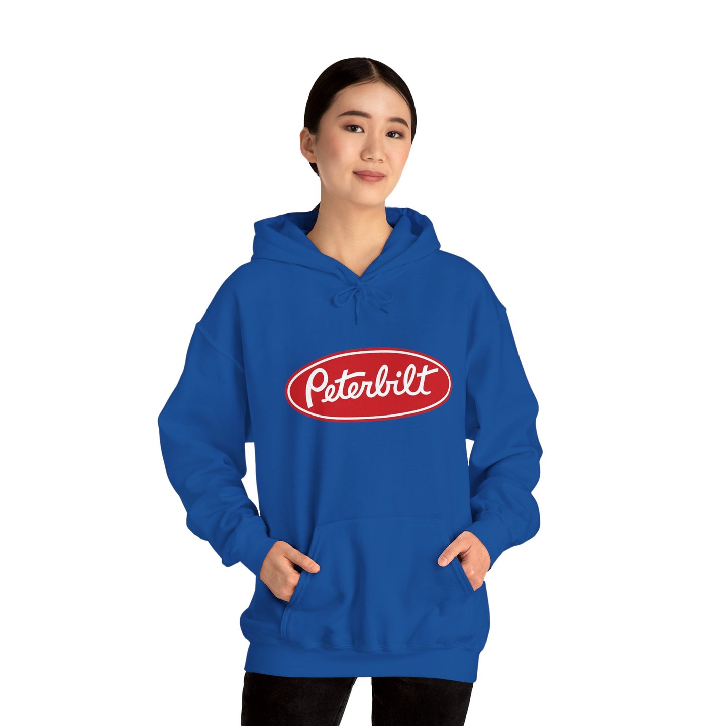 Peterbilt Logo Truck Hoodie — Red Semi-Truck Graphic Hooded Sweatshirt