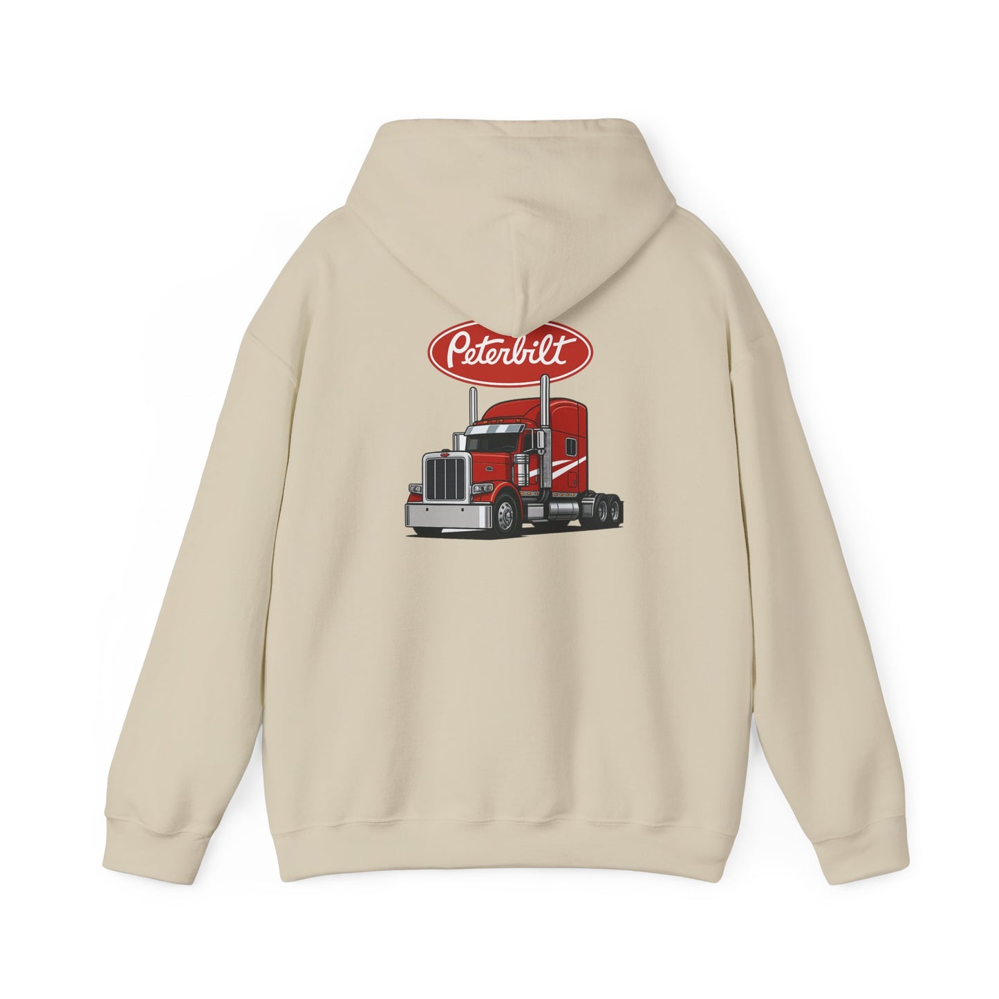 Peterbilt Logo Truck Hoodie — Red Semi-Truck Graphic Hooded Sweatshirt