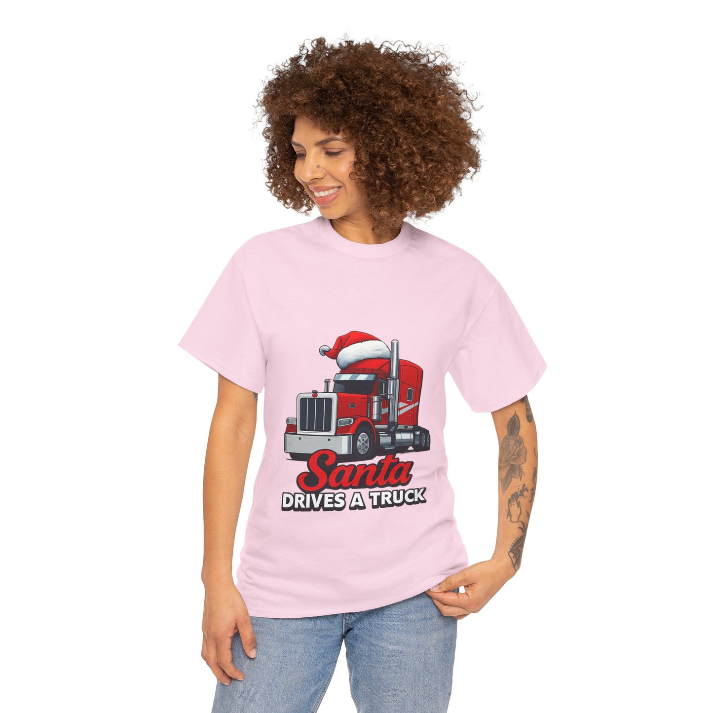 Santa Drives A Truck T-Shirt — Christmas Trucking Tee for Drivers & Holiday Fans