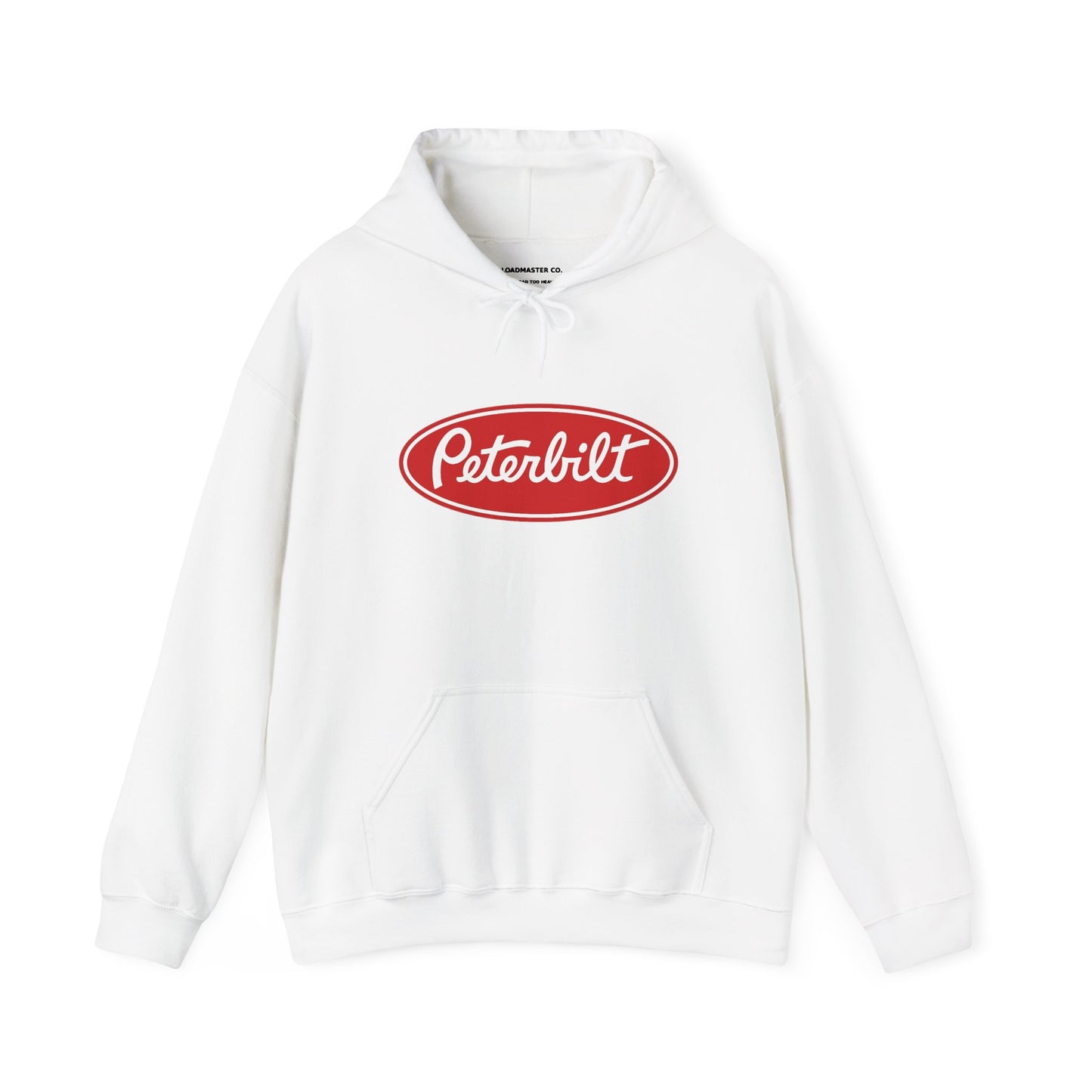 Peterbilt Logo Truck Hoodie — Red Semi-Truck Graphic Hooded Sweatshirt