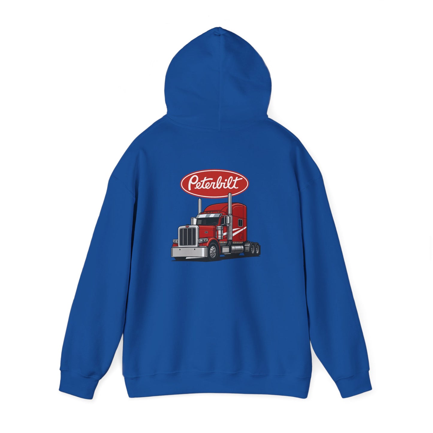 Peterbilt Logo Truck Hoodie — Red Semi-Truck Graphic Hooded Sweatshirt