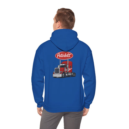 Peterbilt Logo Truck Hoodie — Red Semi-Truck Graphic Hooded Sweatshirt