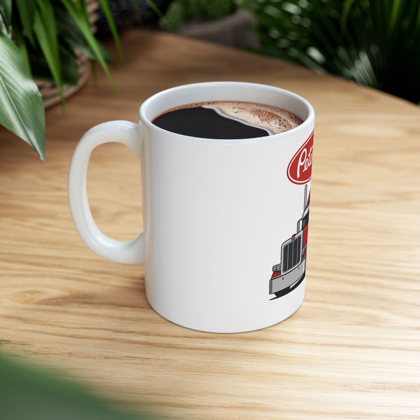Peterbilt Red Semi Truck Ceramic Mug — 11oz & 15oz Coffee Cup