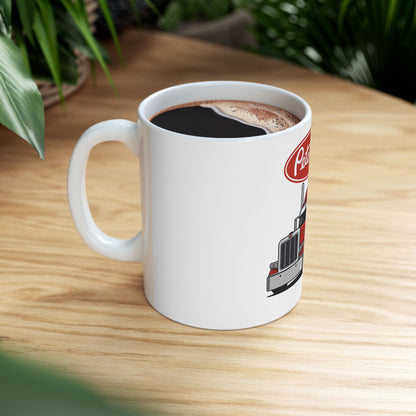 Peterbilt Red Semi Truck Ceramic Mug — 11oz & 15oz Coffee Cup
