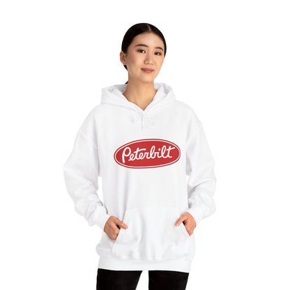 Peterbilt Logo Truck Hoodie — Red Semi-Truck Graphic Hooded Sweatshirt