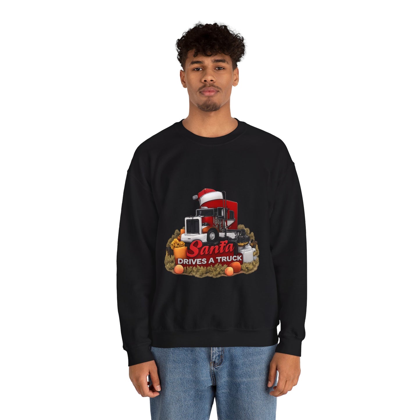 Santa Drives a Truck Sweatshirt — Christmas Trucking Holiday Crewneck