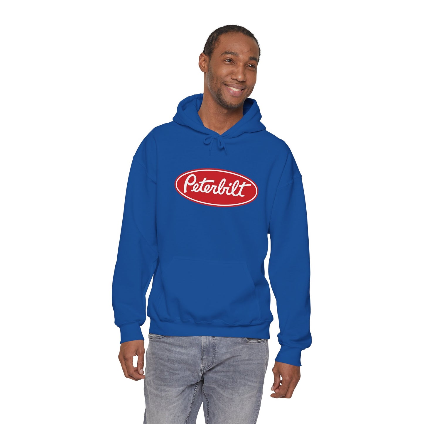 Peterbilt Logo Truck Hoodie — Red Semi-Truck Graphic Hooded Sweatshirt