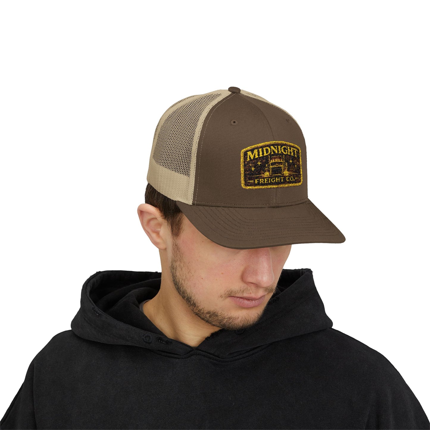 Midnight Freight Co. Trucker Cap — Vintage Patch Mesh Snapback Hat