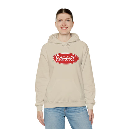 Peterbilt Logo Truck Hoodie — Red Semi-Truck Graphic Hooded Sweatshirt