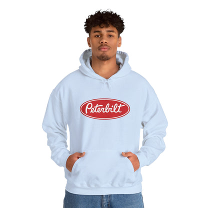 Peterbilt Logo Truck Hoodie — Red Semi-Truck Graphic Hooded Sweatshirt