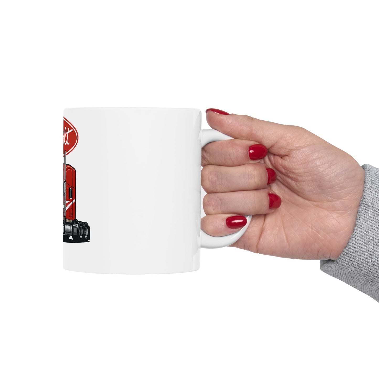 Peterbilt Red Semi Truck Ceramic Mug — 11oz & 15oz Coffee Cup