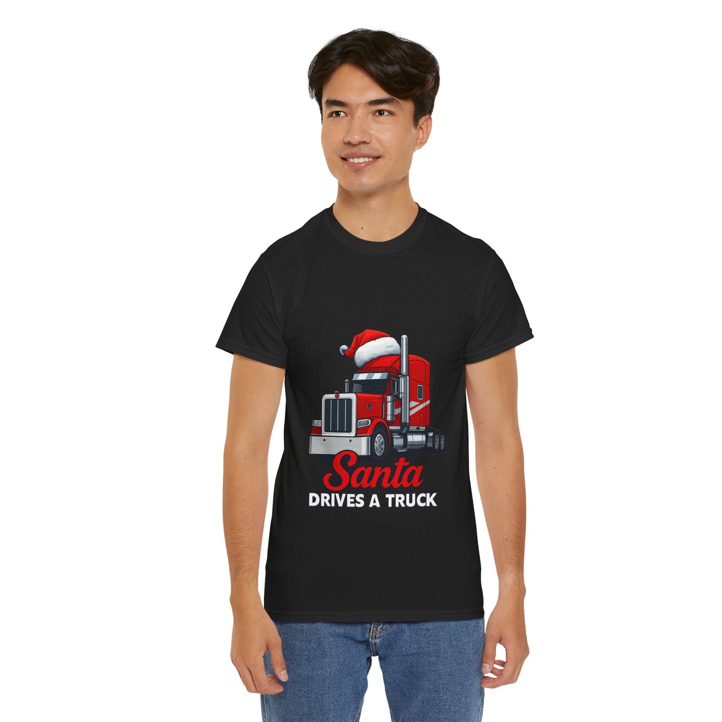 Santa Drives A Truck T-Shirt — Christmas Trucking Tee for Drivers & Holiday Fans