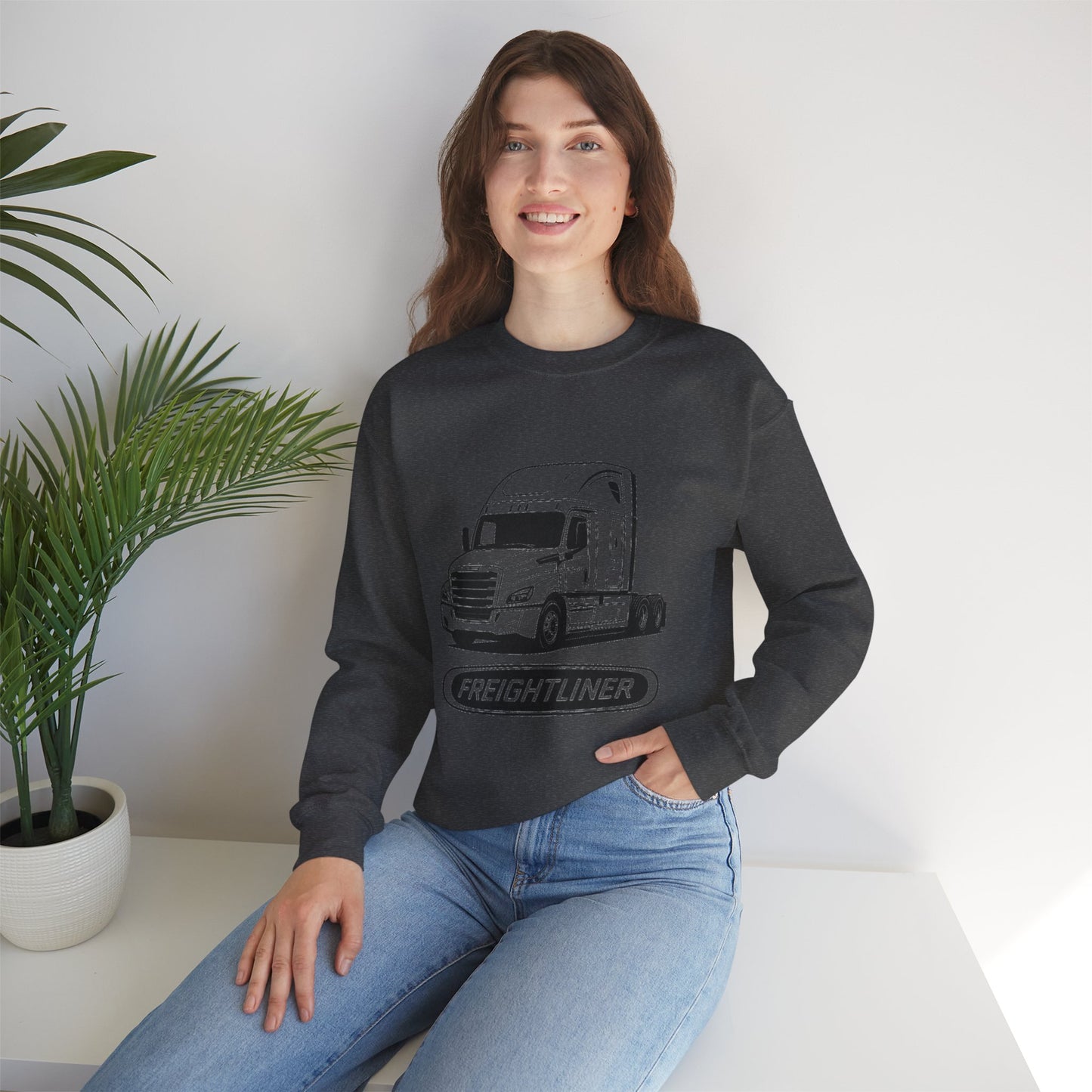 Freightliner Semi Truck Crewneck Sweatshirt — Logo Truck Driver Gift
